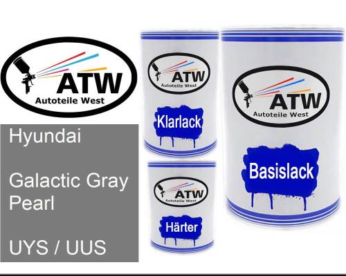 Hyundai, Galactic Gray Pearl, UYS / UUS: 500ml Lackdose + 500ml Klarlack + 250ml Härter - Set, von ATW Autoteile West.